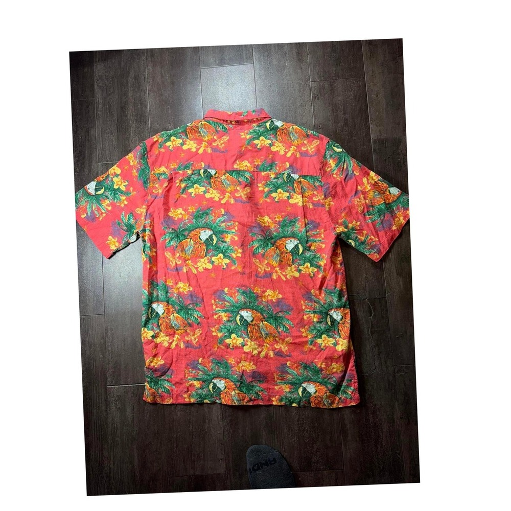 Island Republic Shirt Mens Large Red Parrot Tropical Cotton Rayon Button Down - Picture 6 of 6